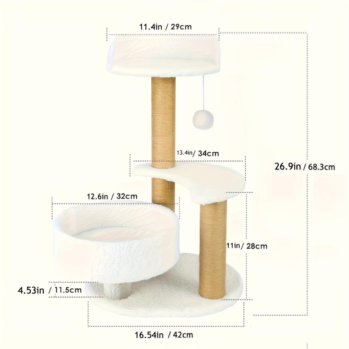 Palooza Pets™ Mini Multi-Level Cat Tree Tower – Modern Indoor Cat Furniture with Scratching Posts & Hanging Ball Toy