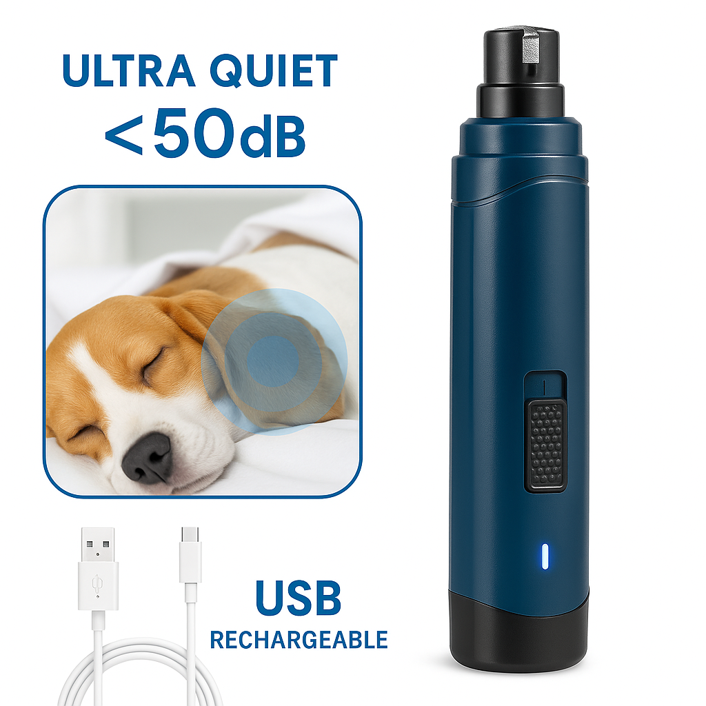 Ultra-Quiet 2-Speed Rechargeable Pet Nail GrinderTrimmer Cordless Paws Grooming & Smoothing Claw Care For Small Medium Large Dogs & Cats