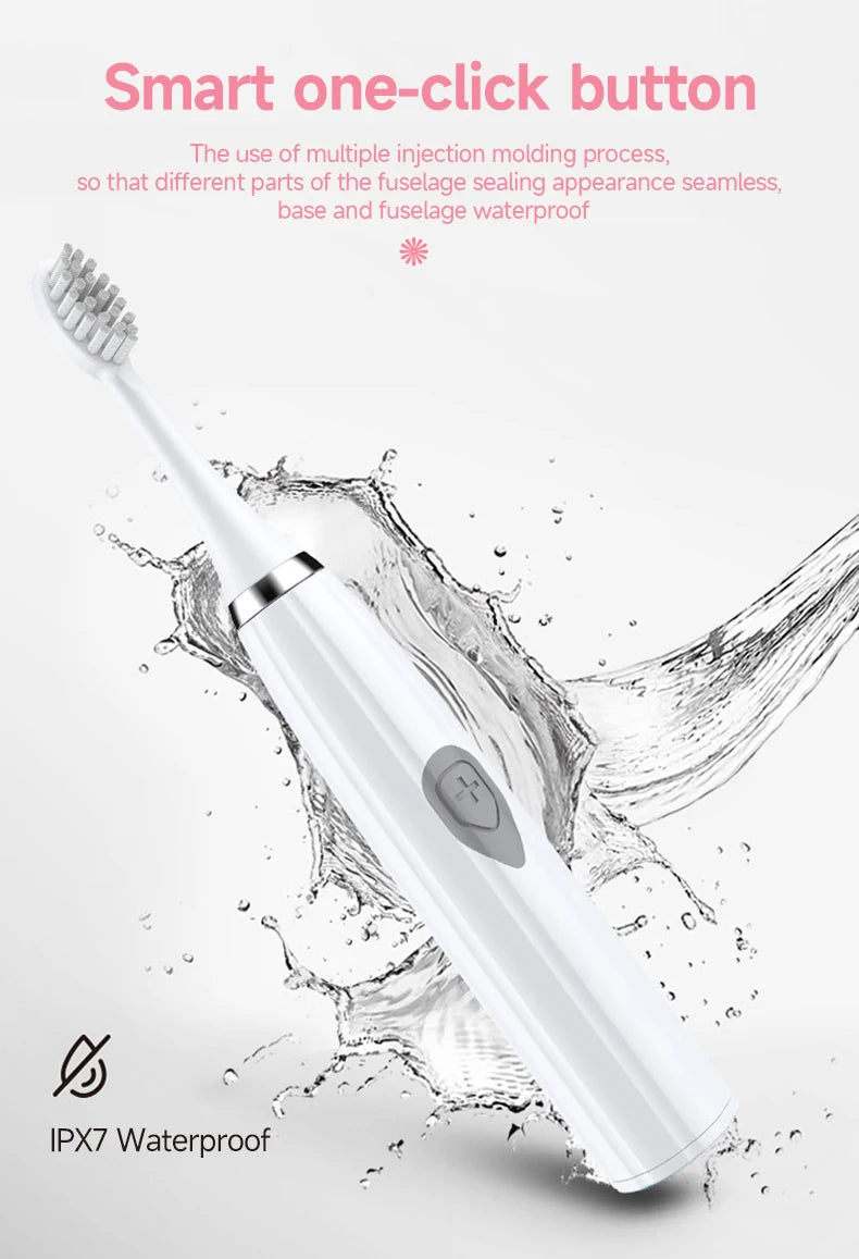 Electric Toothbrush for Adults Soft DuPont Bristle Portable Battery Toothbrush IPX7 Waterproof Intelligent Effective Oral Care