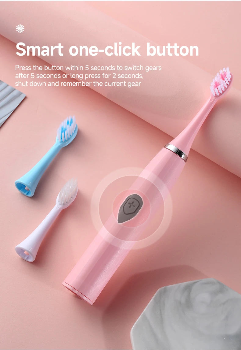 Electric Toothbrush for Adults Soft DuPont Bristle Portable Battery Toothbrush IPX7 Waterproof Intelligent Effective Oral Care