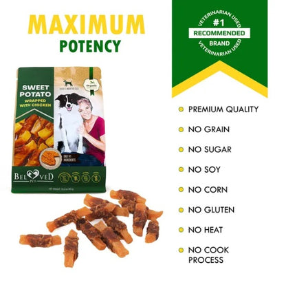 Dog Sweet Potato Wrapped With Chicken Pet Natural Chew Treats Grain Free Organic Meat Human Grade Dried Snacks In Bulk For Training For Small & Large Dogs Sweet Potato - Palooza Pets