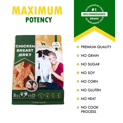 Chicken Jerky Dog Treats All Natural And Organic Healthy Snacks For Large & Small Dogs Grain Free And High Protein Human Grade Pet Chews 300 Gram - Palooza Pets