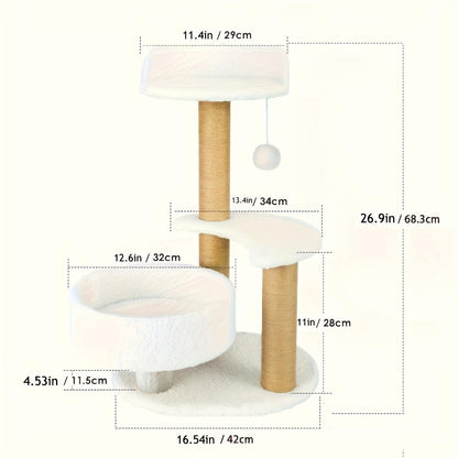 Palooza Pets™ Mini Multi-Level Cat Tree Tower – Modern Indoor Cat Furniture with Scratching Posts & Hanging Ball Toy