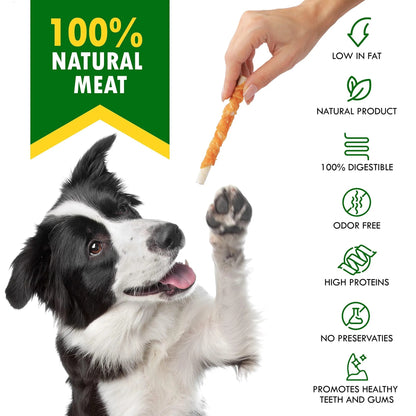 Dog Sticks Wrapped With Chicken & Pet Natural Chew Treats Grain Free Organic Meat & Human Grade Dried Snacks In Bulk For Training Small & Large Dogs - Palooza Pets
