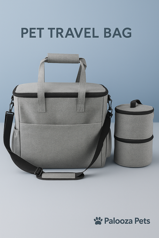 Pet Travel Carrying Bag with Snack Storage & Collapsible Bowl