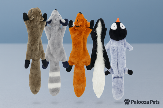Dog Squeaky Toys Set – 5 Plush Crinkle Animals
