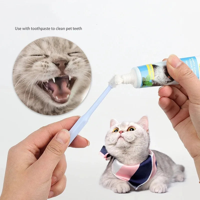 360° Pet Toothbrush for Cats & Dogs – Dual-Head Design for Deep Cleaning, Tartar & Bad Breath Removal | Gentle Oral Care for Pets - Palooza Pets