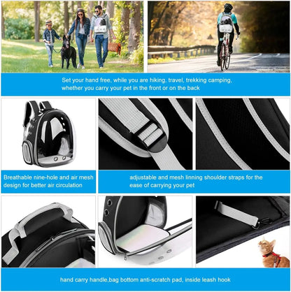 Cat Pet Carrier Backpack Transparent Capsule Bubble Pet Backpack Small Animal Puppy Kitty Bird Breathable Pet Carrier for Travel - Palooza Pets