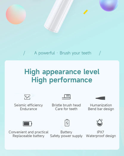Electric Toothbrush for Adults Soft DuPont Bristle Portable Battery Toothbrush IPX7 Waterproof Intelligent Effective Oral Care
