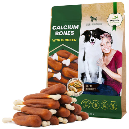 Dog Calcium Bones Wrapped Chicken & Rawhide Free Chew Treats Pet Healthy Dried Snacks Grain Free Organic Meat Chews For Training Small Large Dogs - Palooza Pets