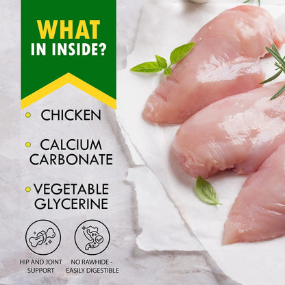 Dog Calcium Bones Wrapped Chicken & Rawhide Free Chew Treats Pet Healthy Dried Snacks Grain Free Organic Meat Chews For Training Small Large Dogs - Palooza Pets