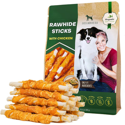 Dog Sticks Wrapped With Chicken & Pet Natural Chew Treats Grain Free Organic Meat & Human Grade Dried Snacks In Bulk For Training Small & Large Dogs - Palooza Pets